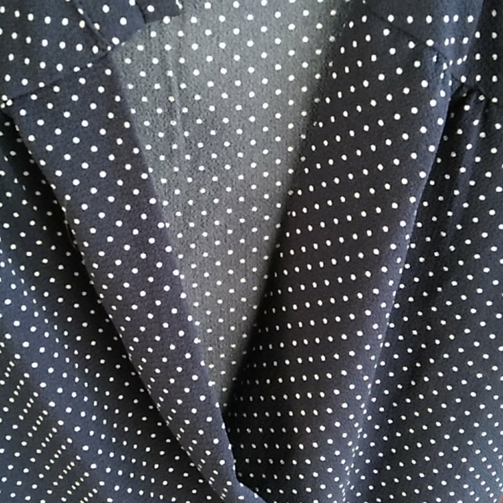 Nwt Navy Dot Peplum Blouse (S) - Picture 3 of 9